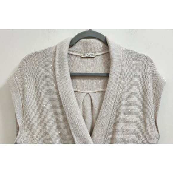 Brunello Cucinelli Cashmere Sleeveless Shawl Cardigan Speckled Knit Vest Double - Picture 4 of 16